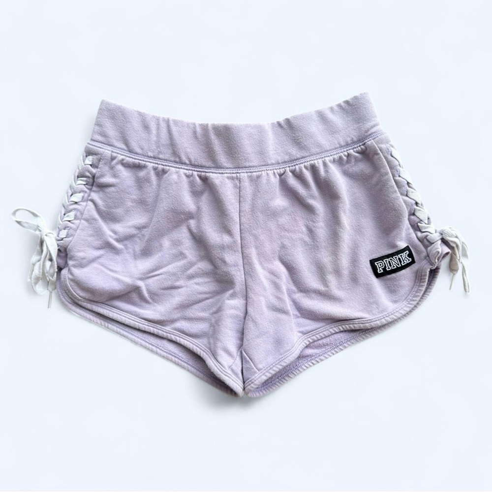 PINK Victoria’s Secret Lace Up Shorts in Purple/White Size XS